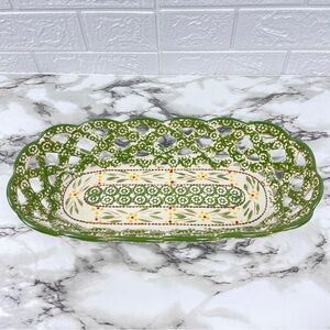 Temp-Tations Old World Green Bread Basket Tray